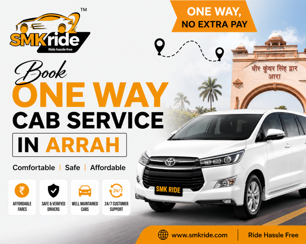 Book One Way Cab Service in Arrah with SMK Ride